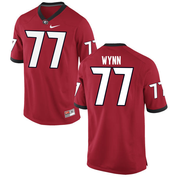 Men Georgia Bulldogs #77 Isaiah Wynn College Football Jerseys-Red